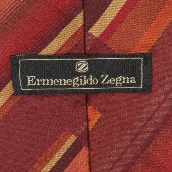 ERMENEGILDO ZEGNA disegno esclusivo men Ermenegildo Zegna Fantastic Colors! Red Orange Ochre Blends Silk Neck Tie